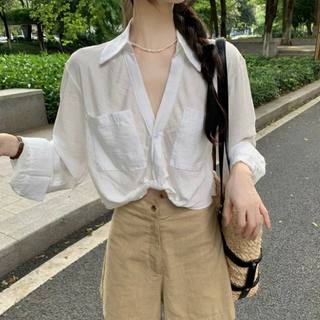Hiu 𝗟𝗶𝗻𝗲𝗻   A07 - | Áo sơ mi Linen xoắn eo Croptop A05