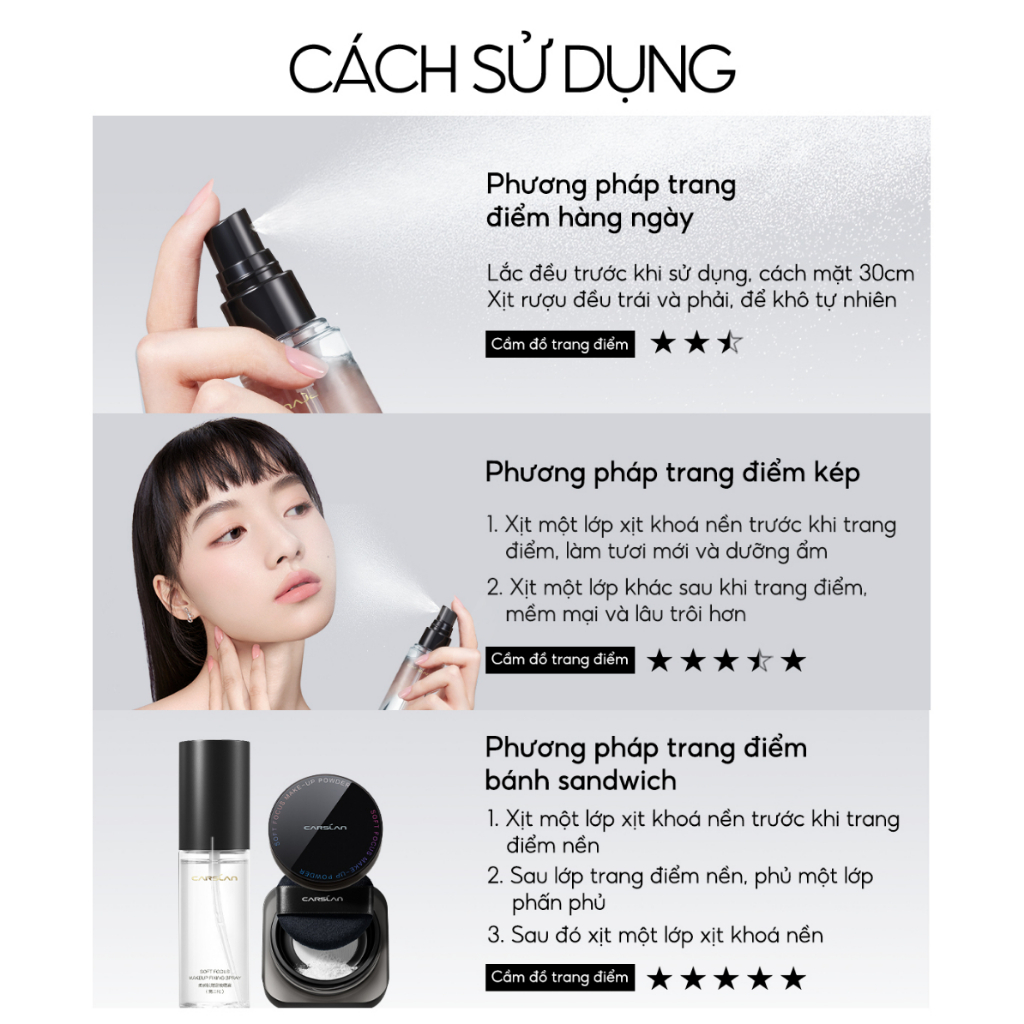 Xịt khoá nền CARSLAN giữ lớp trang điểm lâu trôi và kiểm soát dầu trên da | NHÍM HOUSE