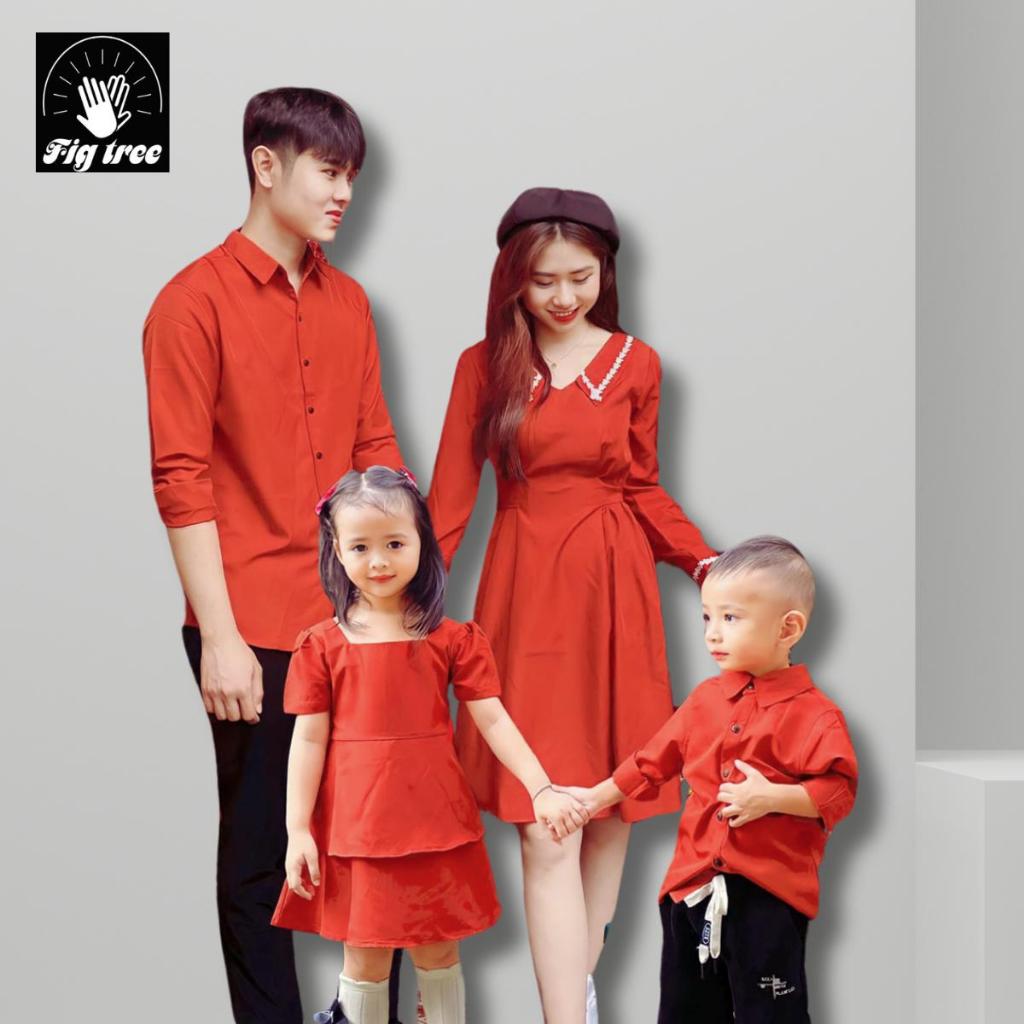 Set gia đinh Fig Tree Màu Cam Gạch Tươi Mới Cho Gia Đình Đi Tiệc Cực Sang, Hàng Thiết Kế, Nhiếu size