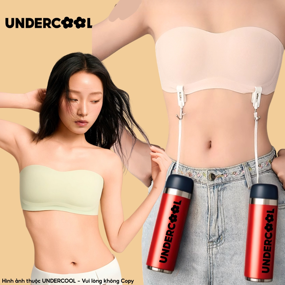 Áo Ngực Quây Ngang Nữ Chống Tụt UNDERCOOL Dây Rời, Su Đúc Không Gọng Nâng Ngực Êm Mịn Mặc Áo Dài Váy Cúp Ngực AL76