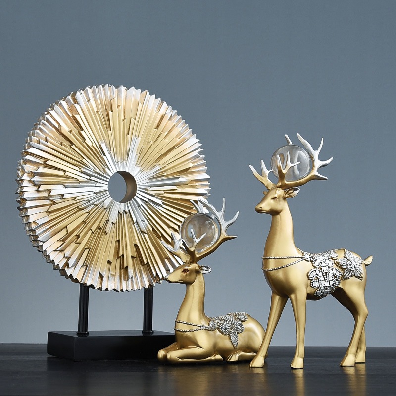 set hươu decor tài lộc decor trang trí phòng khách phòng ngủ đẹp sang trọng quà tặng ý nghĩa