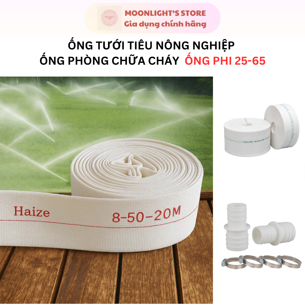 Ống Nước Tưới Tiêu Nông Nghiệp 20m->50m Phi 25-65 Có Đầu Nối Ống Dẫn Nước Chống Gập, Xây Dựng