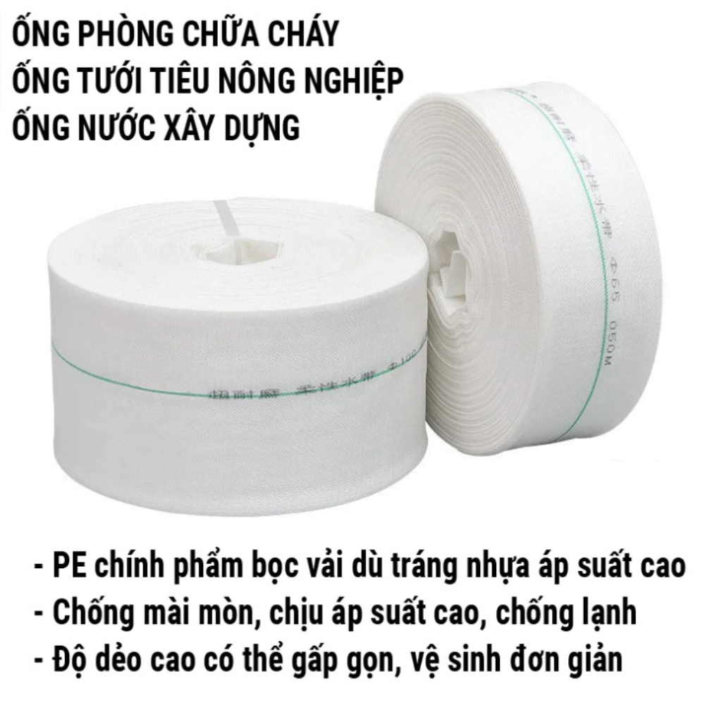 Ống Nước Tưới Tiêu Nông Nghiệp 20m->50m Phi 25-65 Có Đầu Nối Ống Dẫn Nước Chống Gập, Xây Dựng