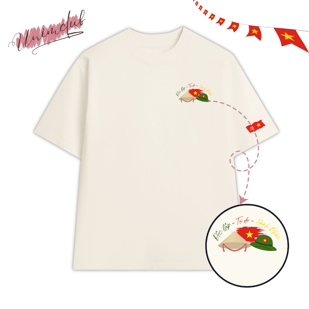 [Trend Việt Nam] Áo Thun Form Rộng Việt Nam Cờ Đỏ Sao Vàng Nón Lá Mũ Cối Hottrend 2/9 Cotton Việt Mát Mịn