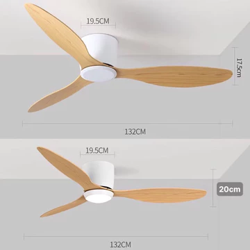 [Quạt Cao 18cm] Quạt Trần Đèn Led 3 Cánh Nhựa.Cổ Thấp Dành Cho Trần Thấp.nhà Chung Cư.Động Cơ Lõi Đồng,Đảo Chiều.