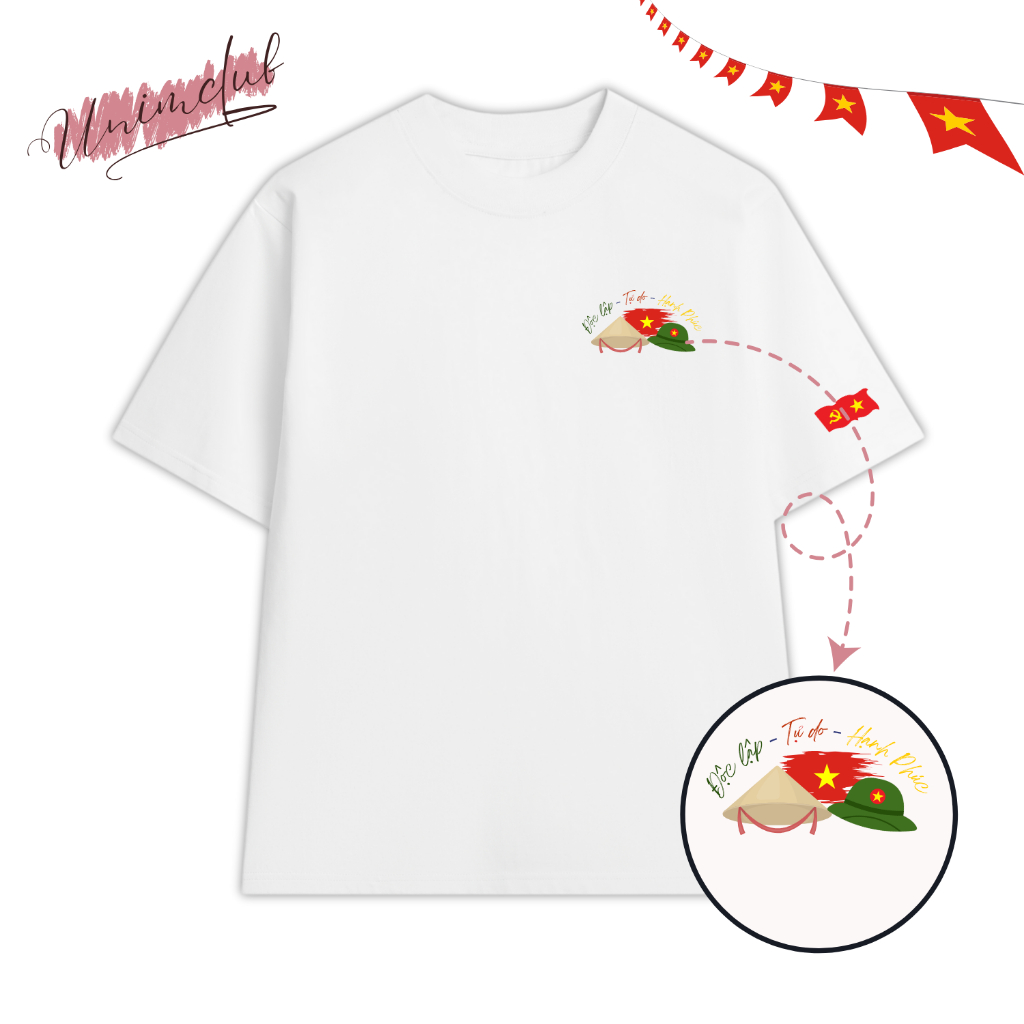 [Trend Việt Nam] Áo Thun Form Rộng Việt Nam Cờ Đỏ Sao Vàng Nón Lá Mũ Cối Hottrend 2/9 Cotton Việt Mát Mịn