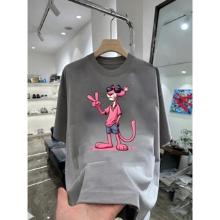 Áo thun hoạt hình Báo hồng say hi BH03 unisex nam nữ form rộng 100% Cotton