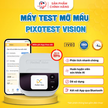 Máy Đo Mỡ Máu PixoTest Vision + Kèm 5 Que Test ( Bản Có App )| Kiểm Trà Mỡ MáuNhanh Chóng - Tiện Lợi - Chính Xác