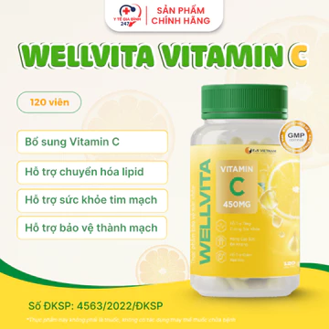 Viên Uống WellVita Vitamin C – Hỗ Trợ Tăng Sức Đề Kháng, Sức Khỏe Tim Mạch, Hỗ Trợ Giảm Nguy Cơ Rối Loạn Mỡ Máu