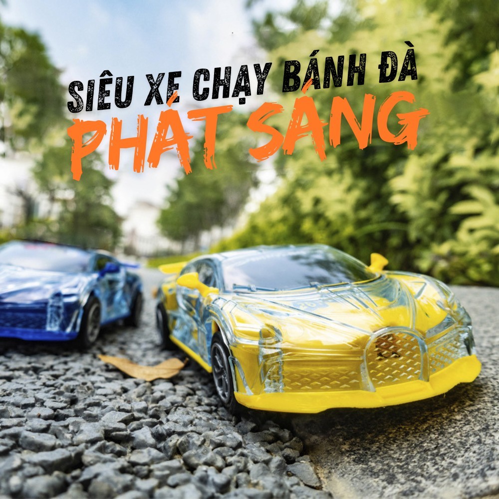 Xe Đồ Chơi Cho Bé - Ô Tô Siêu Xe Chạy Bánh Đà Phát Nhạc Phát Sáng, Nhựa ABS An Toàn, Kèm Pin
