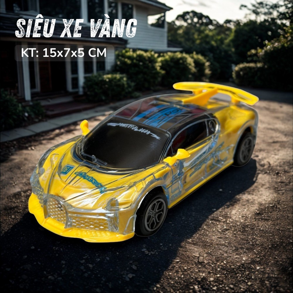 Xe Đồ Chơi Cho Bé - Ô Tô Siêu Xe Chạy Bánh Đà Phát Nhạc Phát Sáng, Nhựa ABS An Toàn, Kèm Pin