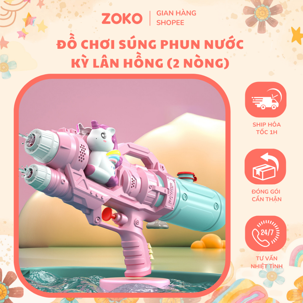 Đồ Chơi Súng Phun Nước Cho Bé, Súng Đồ Chơi Hình Gấu Nâu, Kỳ Lân Hồng, Khủng Long Xanh Bằng Nhựa