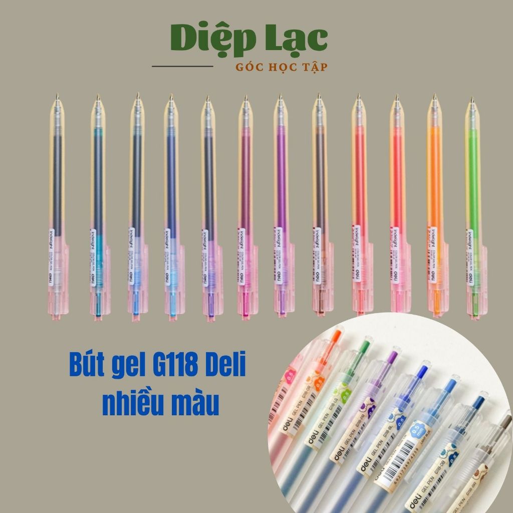 (12c) Bút gel nước nhiều màu G118 0.5mm Deli nhanh khô viết đều trơn ...