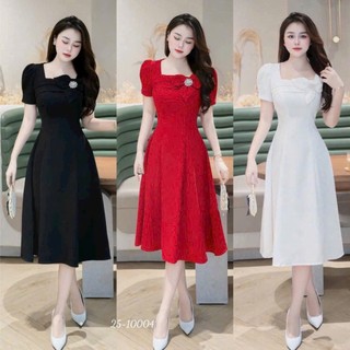 ĐẦM NỮ DỰ TIỆC DÁNG XÒE TIỂU THƯ XINH XẮN KẾT HOA 3 CÁNH NỔI BẬT PHONG CÁCH NỮ TÍNH PHÙ HỢP THỜI TRANG