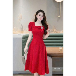 ĐẦM NỮ DỰ TIỆC DÁNG XÒE TIỂU THƯ XINH XẮN KẾT HOA 3 CÁNH NỔI BẬT PHONG CÁCH NỮ TÍNH PHÙ HỢP THỜI TRANG
