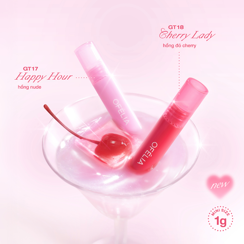Combo Má Hồng và Son OFÉLIA - Lolli Liquid Blush + Lolli Glow Tint Mini Size (4.6g x 1g)