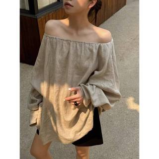 𝗗𝗲𝗻 𝗟𝗶𝗻𝗲𝗻 - |LY LINEN| - Áo trễ vai Linen dấu quần tay phồng