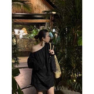 𝗗𝗲𝗻 𝗟𝗶𝗻𝗲𝗻 - |LY LINEN| - Áo trễ vai Linen dấu quần tay phồng