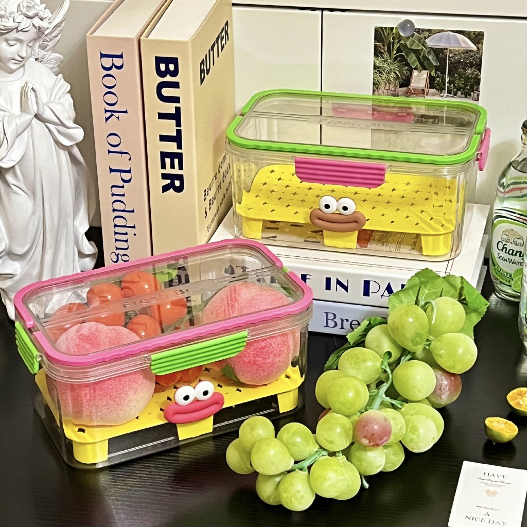 Hộp đựng thực phẩm có quai xách, hộp nhựa đựng thực phẩm di động có đáy tách nước bảo quản rau củ