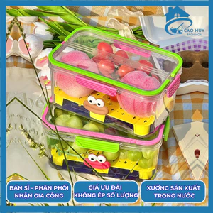 Hộp đựng thực phẩm có quai xách, hộp nhựa đựng thực phẩm di động có đáy tách nước bảo quản rau củ