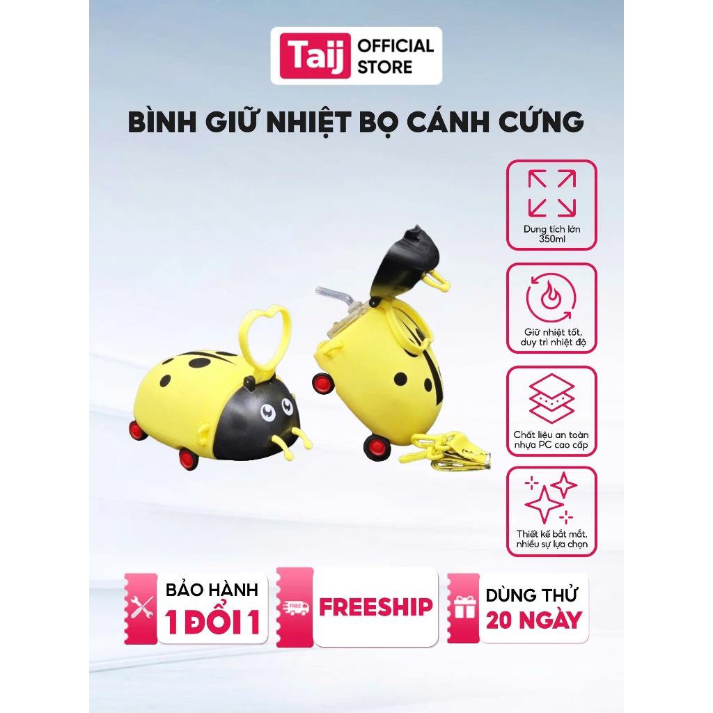 Bình Giữ Nhiệt Mini, Bình Giữ Nhiệt Có Ống Hút Tiện Lợi Hình Bọ Cánh Cứng Đáng Yêu 4 Màu Ngộ Nghĩnh