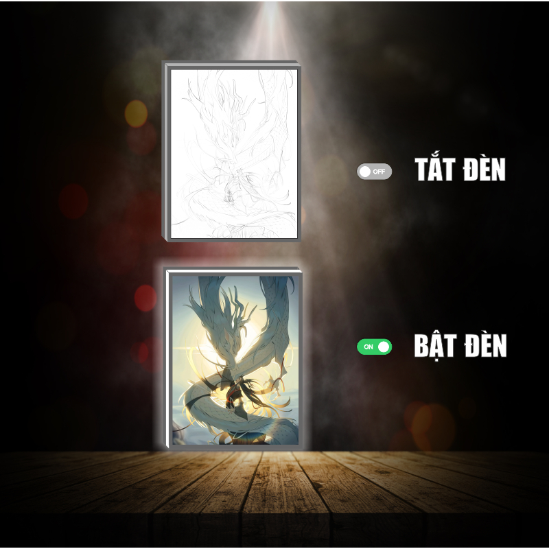 Tranh đèn led 3D đổi màu Ma Đạo Tổ Sư - Tranh đèn led 3D  trang trí bàn làm việc, đèn ngủ