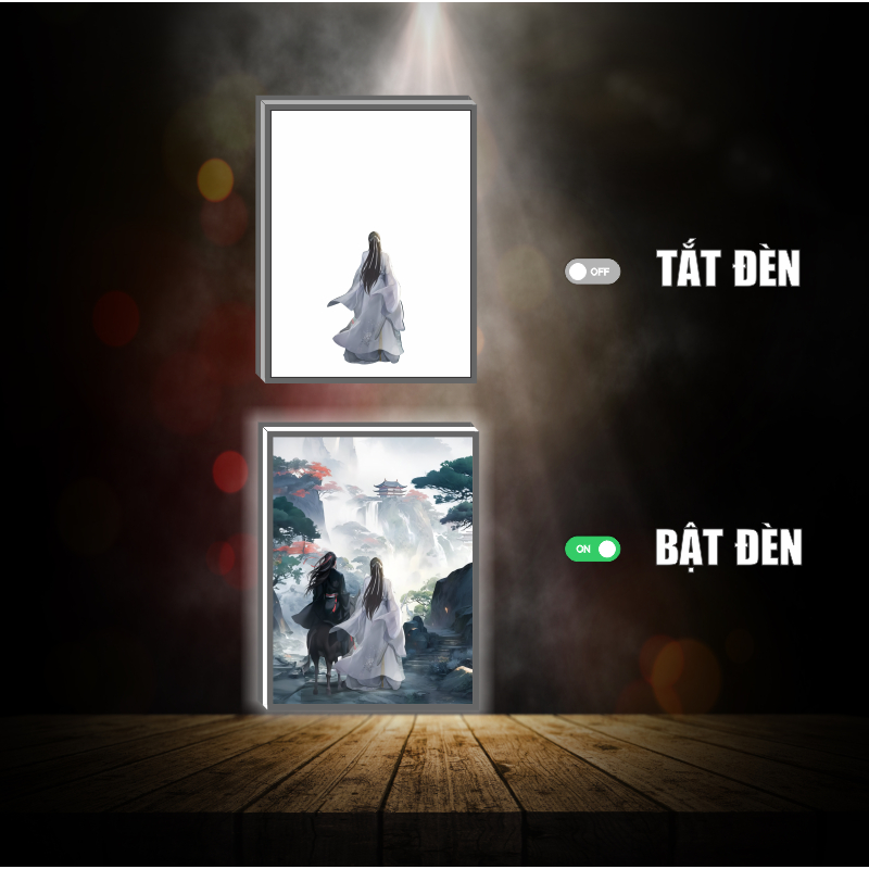 Tranh đèn led 3D đổi màu Ma Đạo Tổ Sư - Tranh đèn led 3D  trang trí bàn làm việc, đèn ngủ