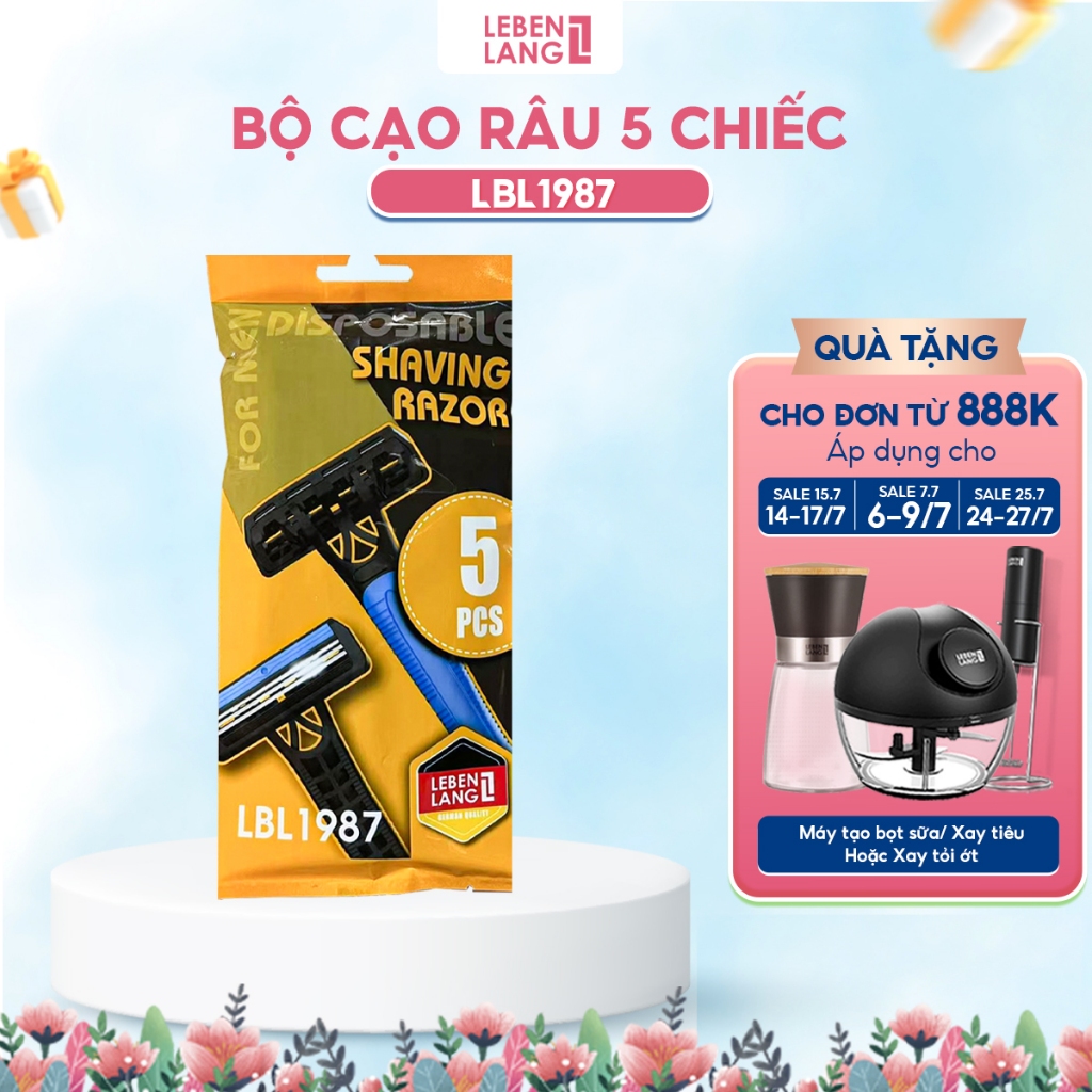 Bộ dao cạo râu Lebenlang LBL1987, 5 dao cạo, lưỡi dao inox - hàng chính ...