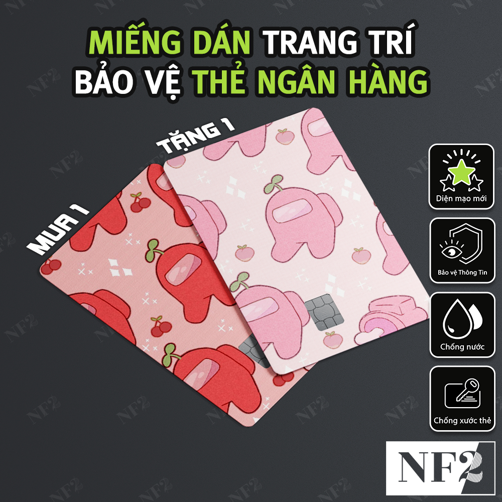 Miếng Dán Trang Trí COLORFUL AMONG US - Sticker Thẻ ATM (Thẻ Chung Cư, Thẻ Xe, Debit, Credit) NF2