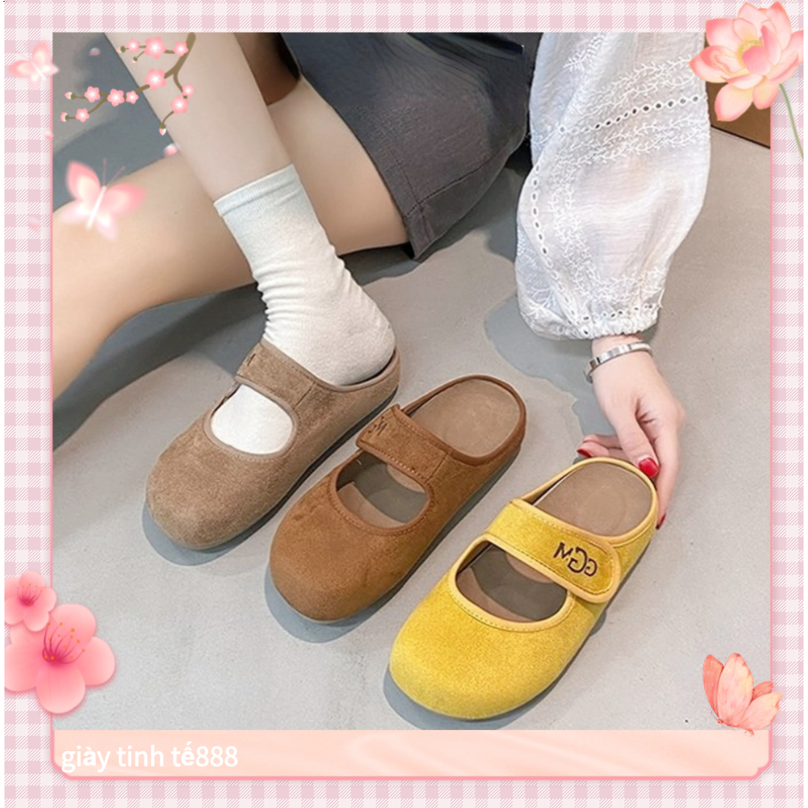 🔥Còn hàng🔥Dép sục nữ đế bệt Dép sục da lộn Dép đế mềm mũi tròn chống trượt size(35-43)