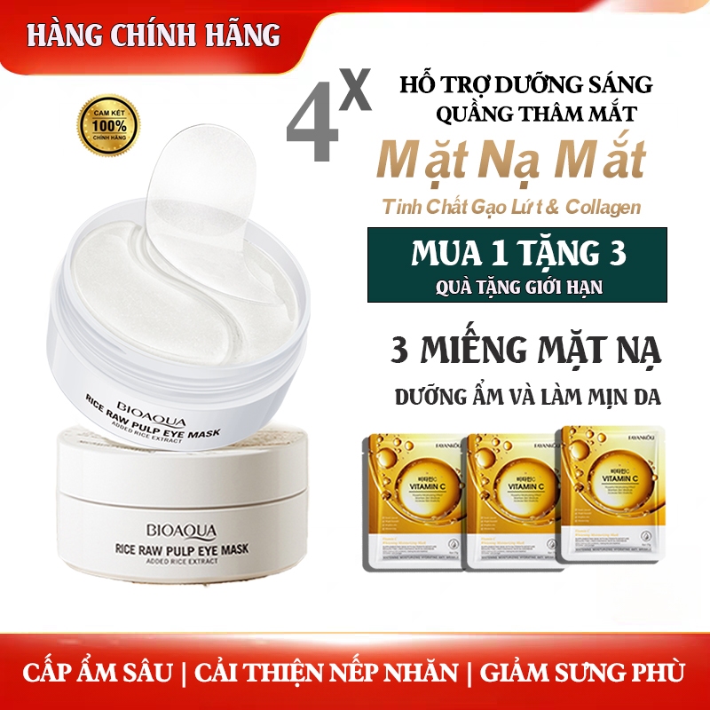 🎁【Mua 1 Tặng 1】Mặt Nạ Mắt Chiết Xuất Gạo thiên nhiên 80g(60 miếng) - Dưỡng Ẩm & Giảm Nếp Nhăn Giảm Thâm Quầng