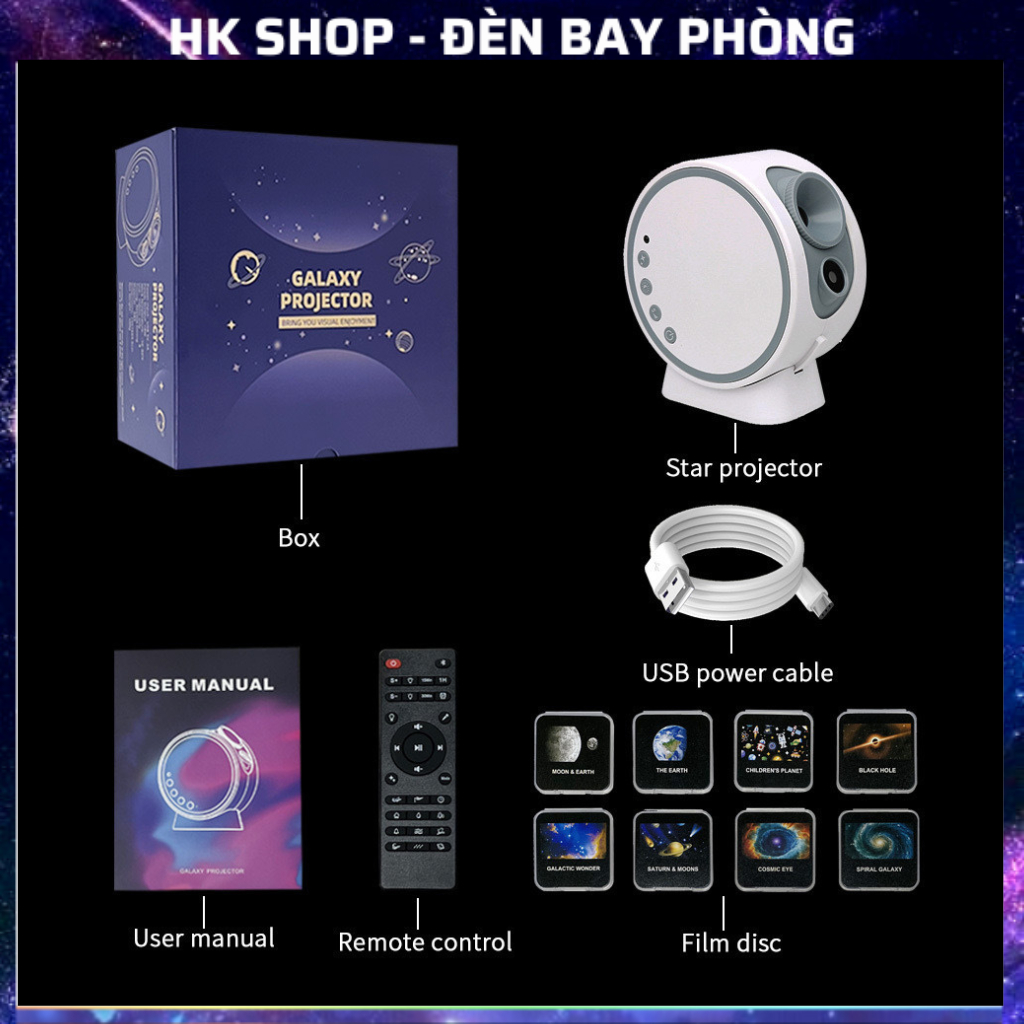 Đèn Thiên Hà V8 đèn ngân hà V8 có loa Bluetooth 12 phim dùng cho phòng ngủ , bar , decor , tiệc tùng , dạ hội