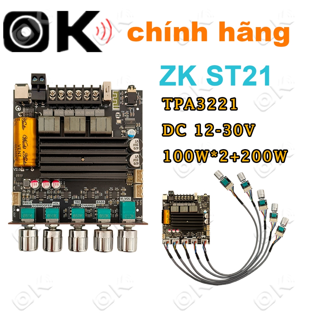 Okdiy ZK-ST21 Bảng khuếch đại công suất Bluetooth 2.1 kênh 100W + 100W ...