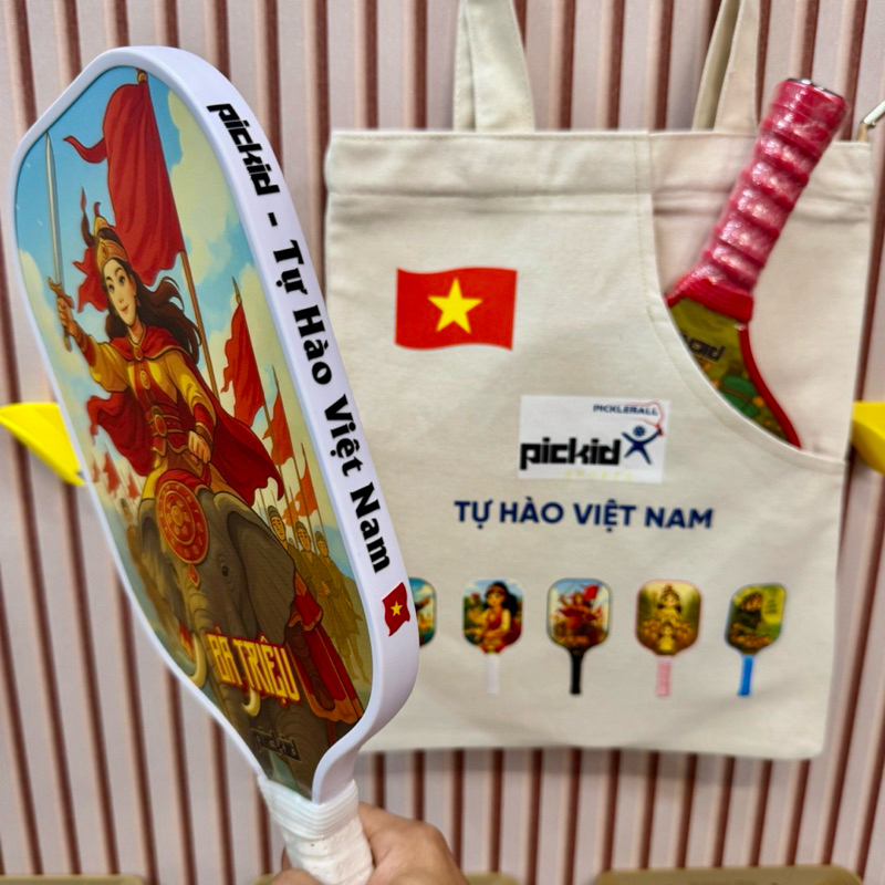 Vợt Pickleball trẻ em 6 - 12 Tuổi chính hãng PICKID Fiberglass in 5D nhân vật Lịch Sử Việt Nam BS