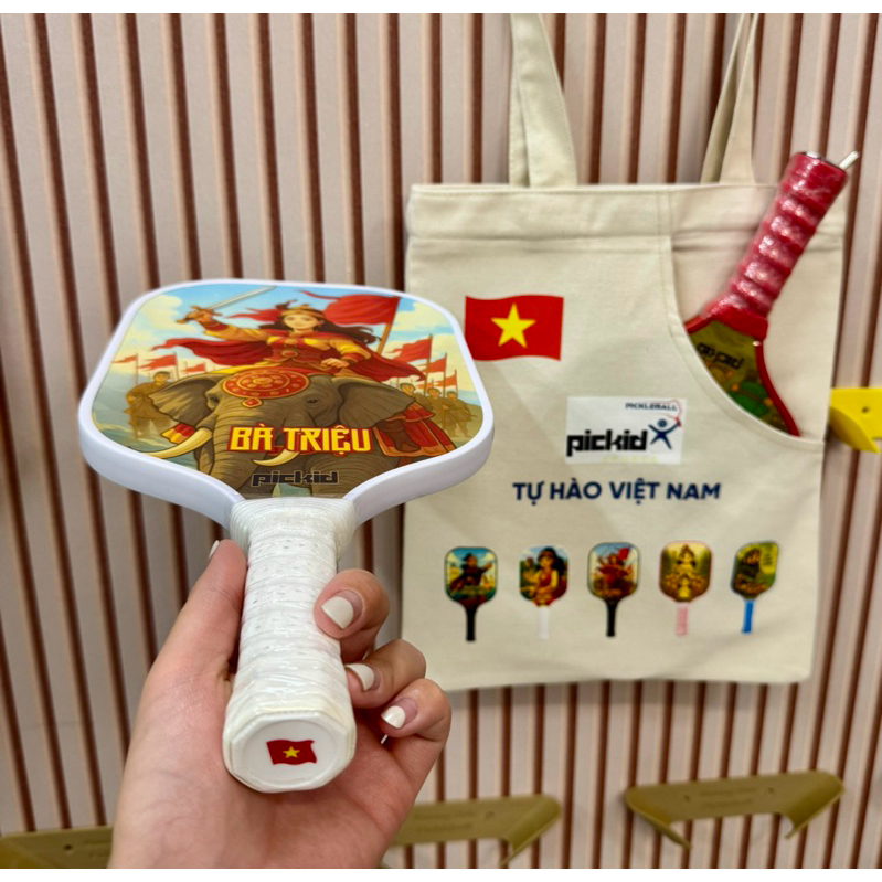 Vợt Pickleball trẻ em 6 - 12 Tuổi chính hãng PICKID Fiberglass in 5D nhân vật Lịch Sử Việt Nam BS