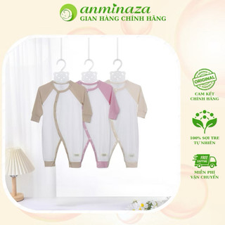 Bodysuit Cho Bé Anminaza Body Dài Tay Cài Chéo Vải Tăm Co Dãn Mềm Mại