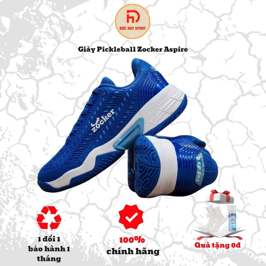 (Tăng Size) Giày Zocker Pickleball ASPIRE Chính Hãng (Tặng bình xịt khử mùi + tất đệt kim)
