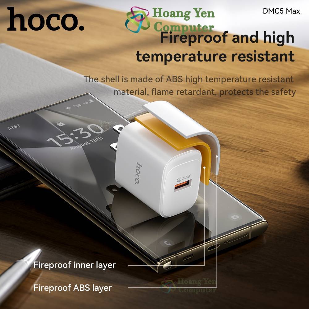 Bộ Sạc Nhanh VOOC Hoco DMC5 (VOOC 22.5W) - BH 12 Tháng | Cốc Sạc Quick Charge 18W - Hoàng Yến Computer