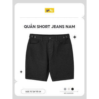 Quần short jean nam YODY cạp cao phối cúc, form regular, chất co giãn thoải mái MCJS25S028