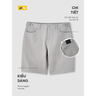 Quần short jean nam YODY cạp cao phối cúc, form regular, chất co giãn thoải mái MCJS25S028