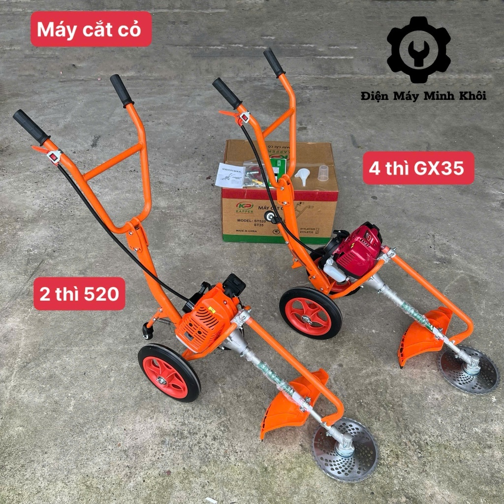 Máy cắt cỏ đẩy tay chữ Y có bánh xe lớn GX35 4 thì | Máy k phát cỏ đời mới đẩy tay an toàn, tặng kèm bát cước