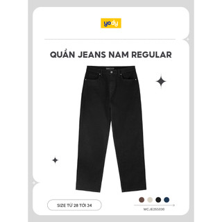 Quần jean nam YODY cạp phối cúc, form regular, chất jeans co giãn MCJE25S030