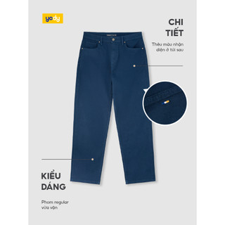 Quần jean nam YODY cạp phối cúc, form regular, chất jeans co giãn MCJE25S030