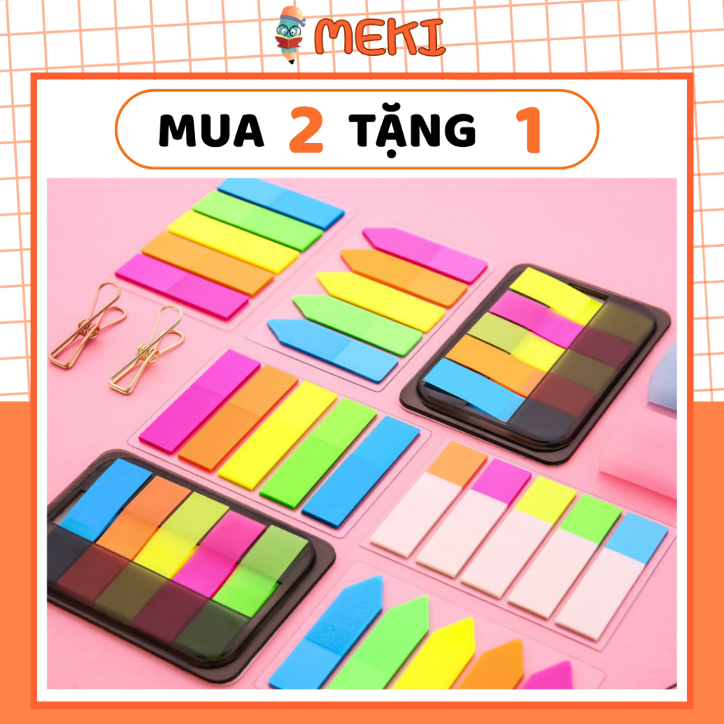 Giấy Note Đánh Dấu MEKI, Giấy Ghi Chú 5 Màu Trong Suốt Tự Dính | BigBuy360 - bigbuy360.vn