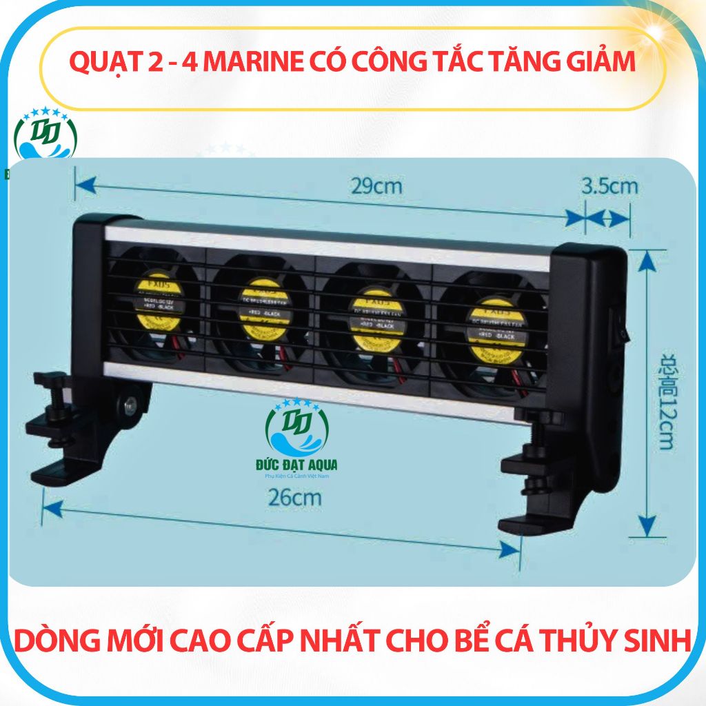 Quạt 2 - 4 Marine có công tắc tăng giảm dòng mới cao cấp nhất cho bể cá cảnh thủy sinh 4
