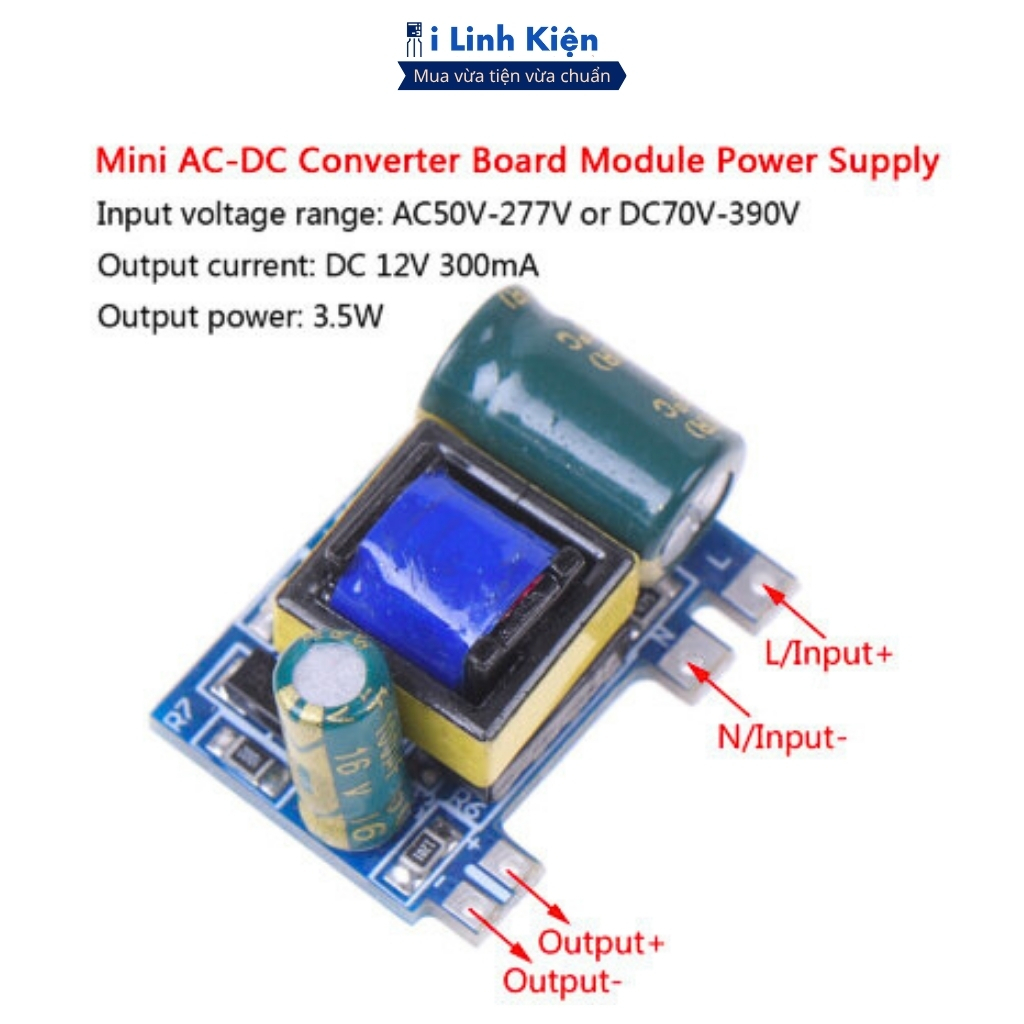 Module nguồn AC 220V sang DC 12V 300mA chất lượng tốt ILinhkien