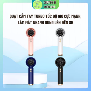 Quạt Cầm Tay Turbo Tốc Độ Gió Cực Mạnh, Làm Mát Nhanh Dùng Lên Đến 8H