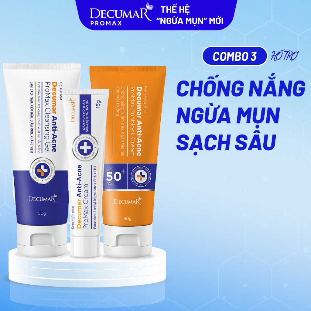 Combo Giảm Mụn, Mờ Thâm Mụn, Sáng Da, Chống Nắng Decumar ProMax Anti ...
