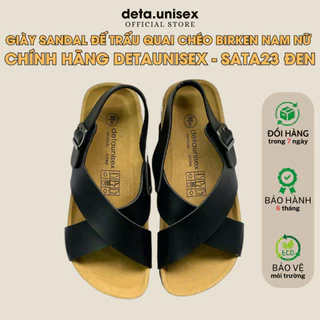 Dép Birken đế trấu sandal quai chéo Detaunisex phong cách văn phòng - SATA23