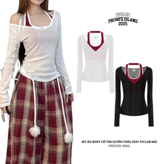 SET ÁO BODY CỔ TIM XUYÊN THẤU SEXY FFCLUB MIX